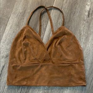 Brown suede crop top tank